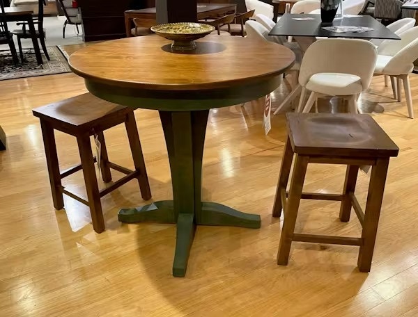 Hickory Park Clearance Wood Top Pedestal Table and Stools by Canadel Furniture TRN03636