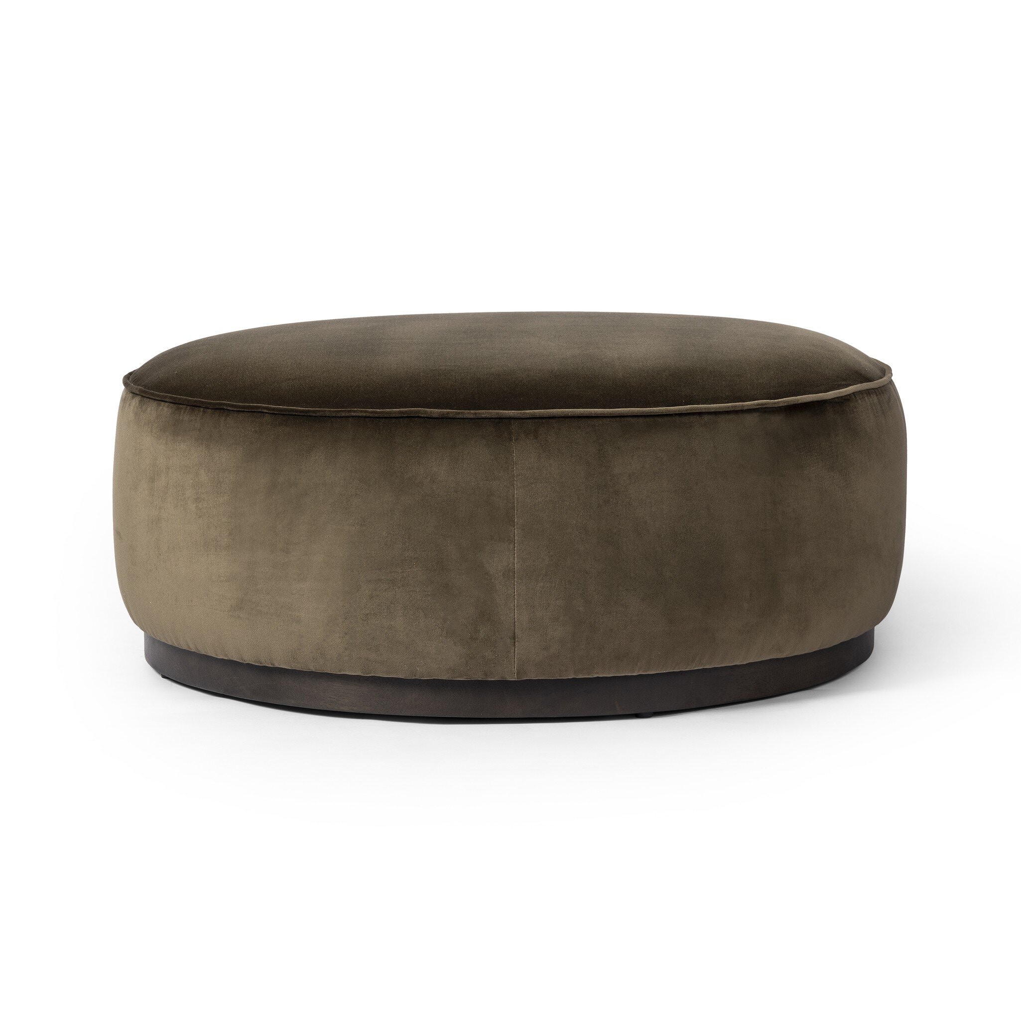 Four Hands Living Room Sinclair Large Round Ottoman - Surrey Olive ...