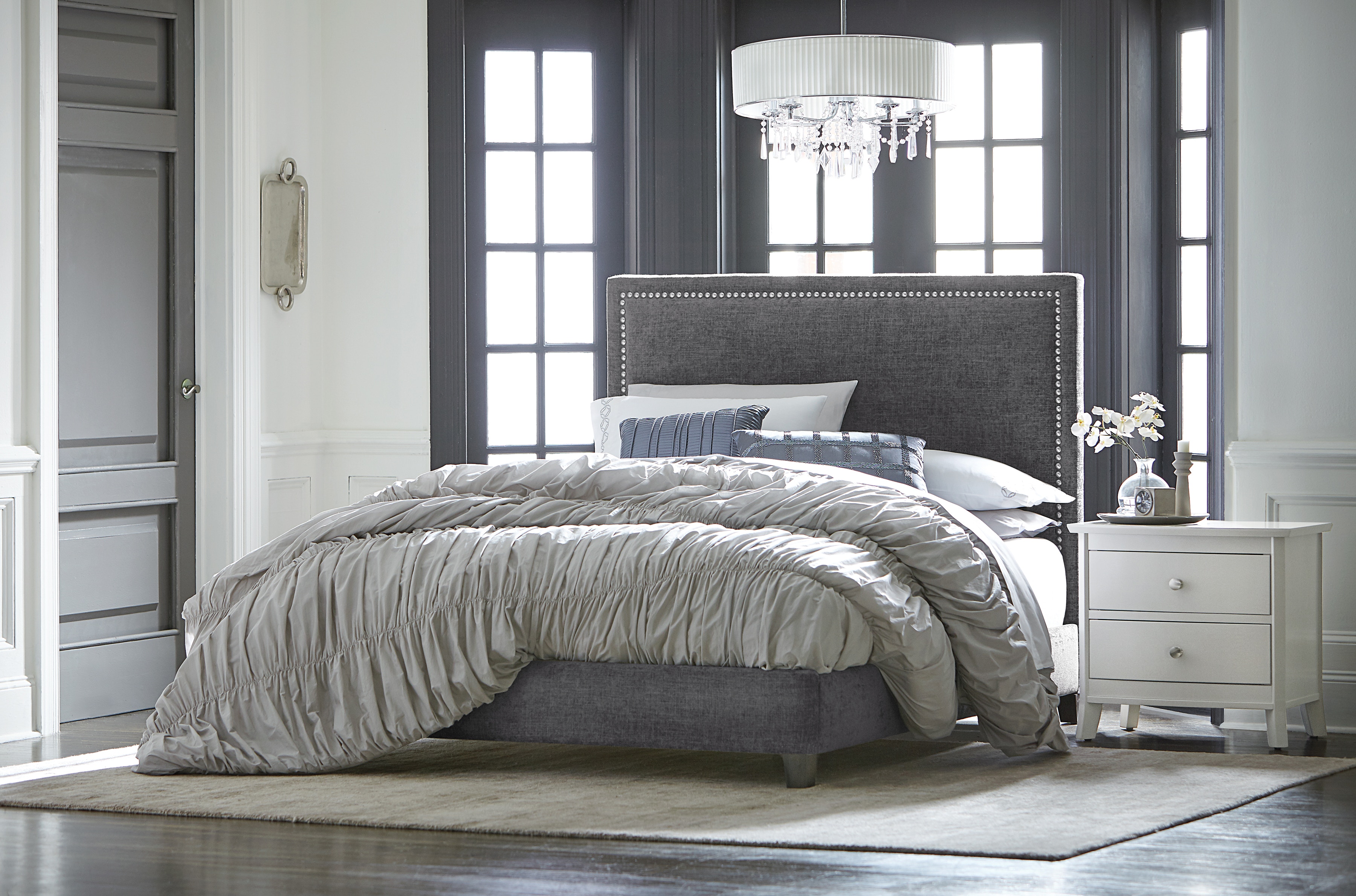 Amish Oak & Cherry Upholstered Bed Adessa