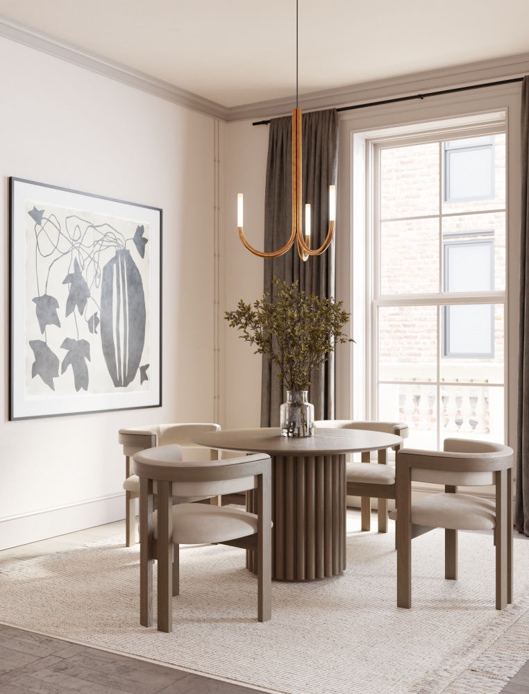 Amish Oak & Cherry Solid Wood Pedestal Dining Table Eleonora