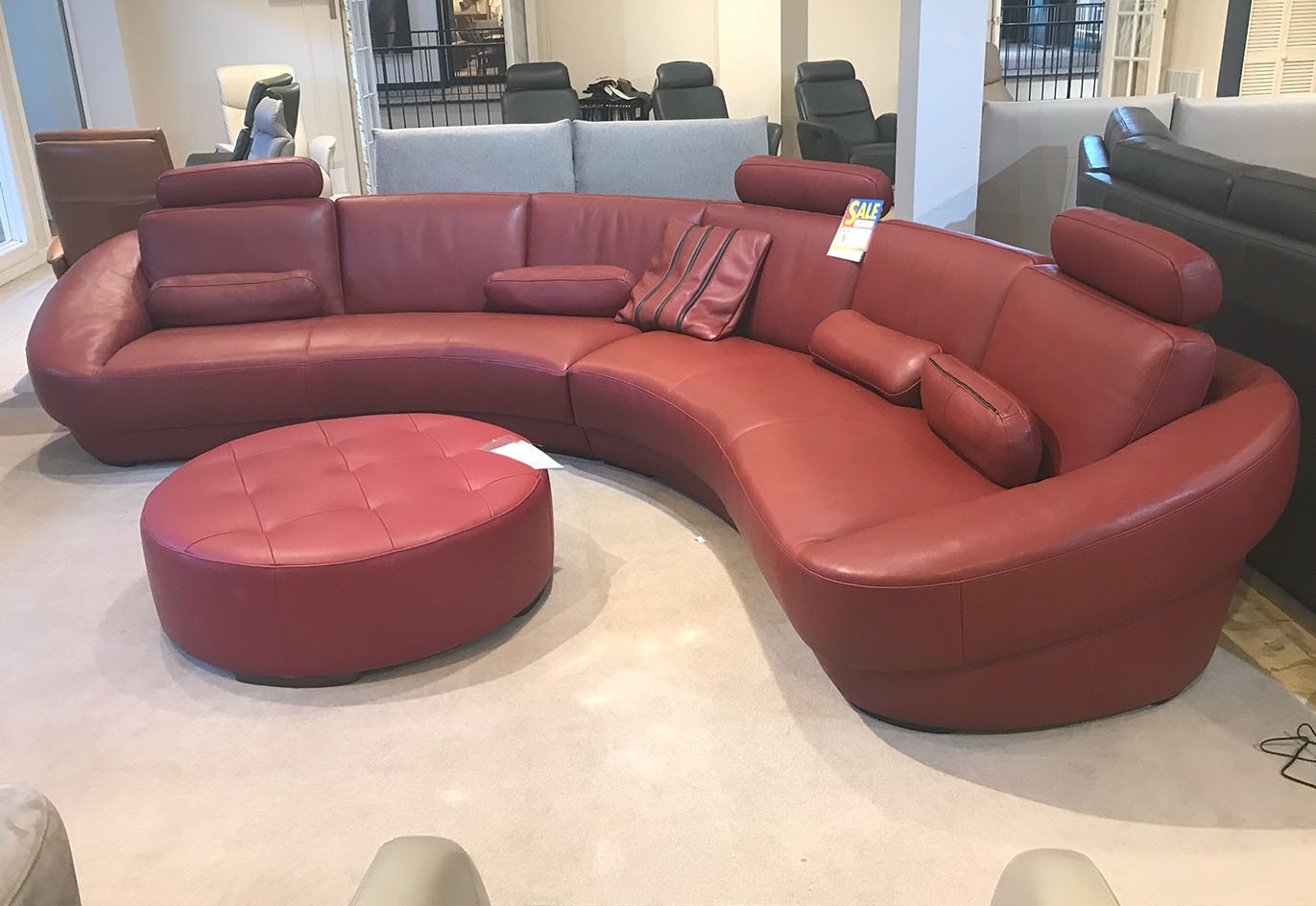 Xpress by Reflections Furniture Leather Modern Curved Sectional I462
