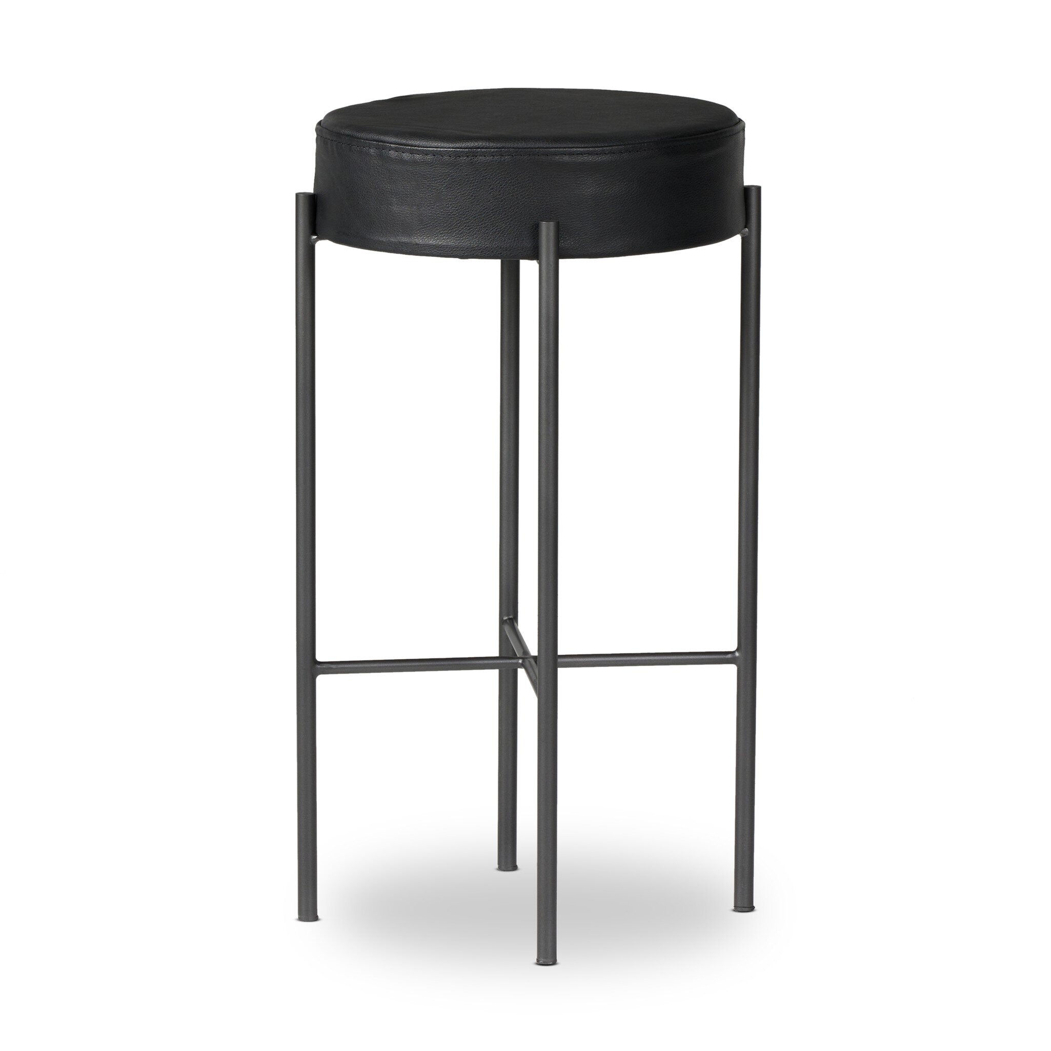 Four Hands Nocona Bar + Counter Stool - Black Leather 226810-022