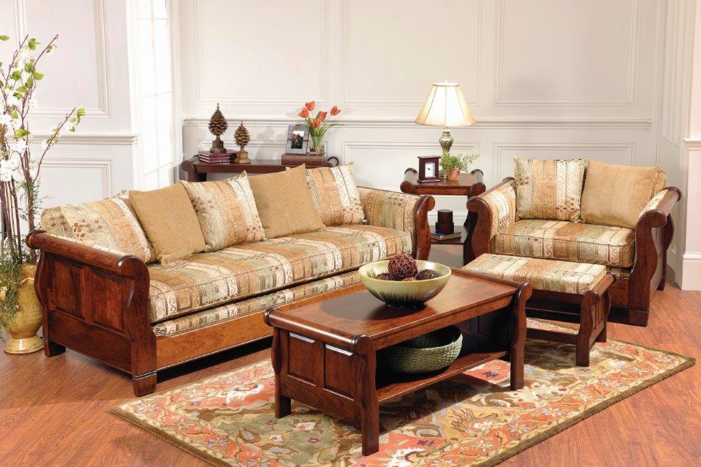Amish Oak And Cherry Sleigh Living Room Group 3500 Group Hickory Furniture Mart Hickory Nc