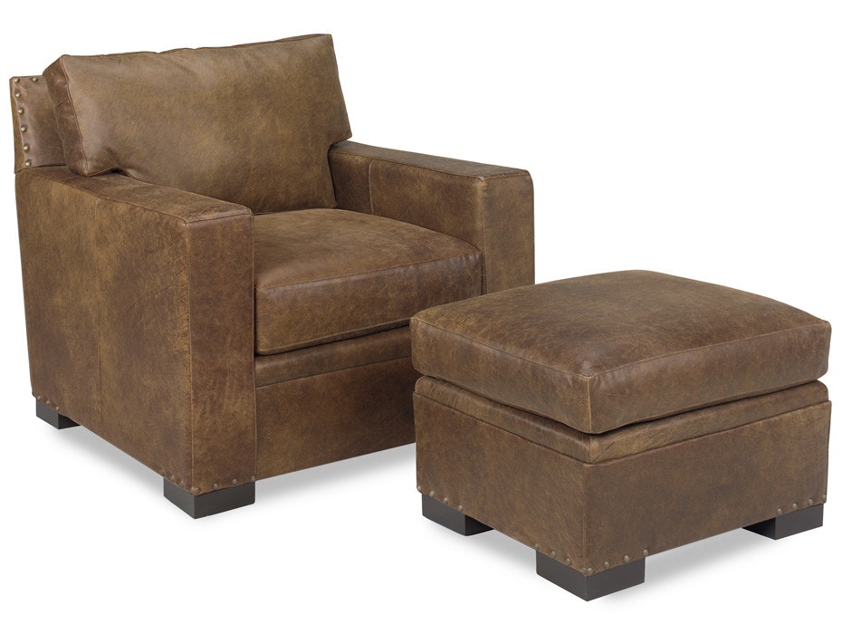 McKinley Leather Living Room Franklin Ottoman 4200 Hickory Furniture