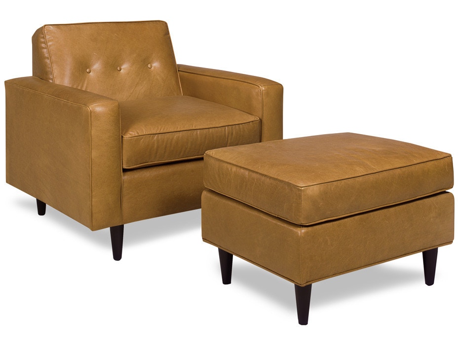 McKinley Leather Living Room Percy Ottoman 4220 Hickory Furniture