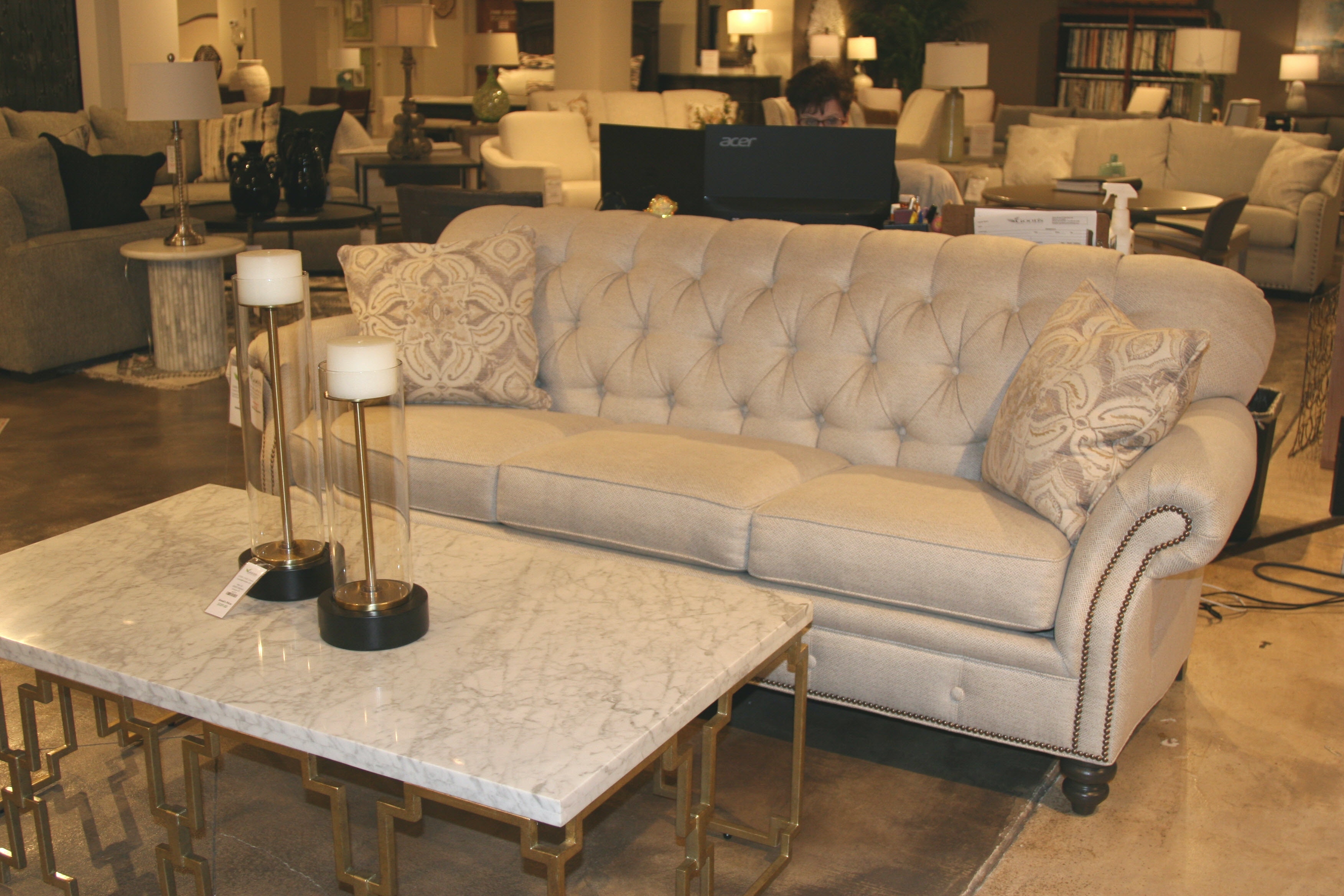 Good's Furniture Outlet Living Room Fabric Large Sofa by Smith Brothers