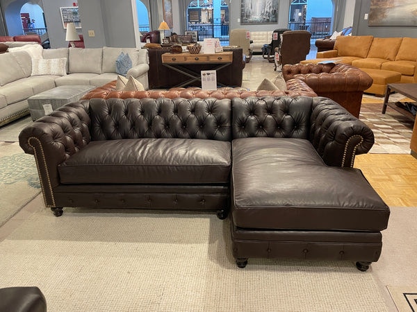 Leather and More Living Room Leather Tufted Sofa with Chaise by American Classics 607Chesterfield