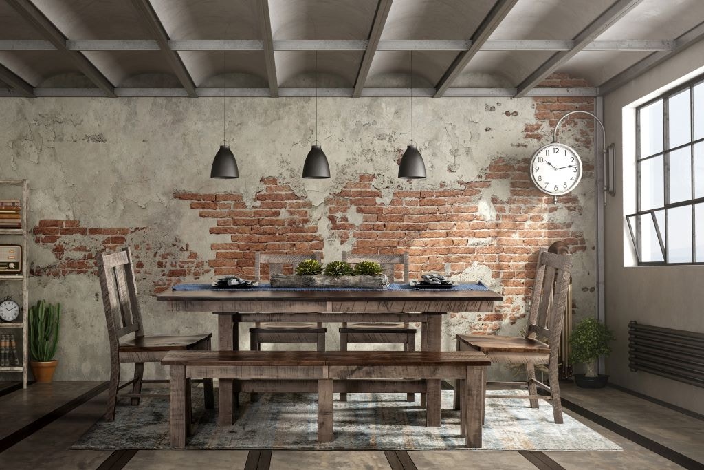 Amish Oak & Cherry Solid Wood Dining Group Alamo Trestle