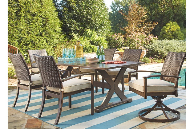 Simply Outdoor Furniture By Lindy S Outdoorpatio 7 Piece Outdoor Rectangle Dining Set Moresdale