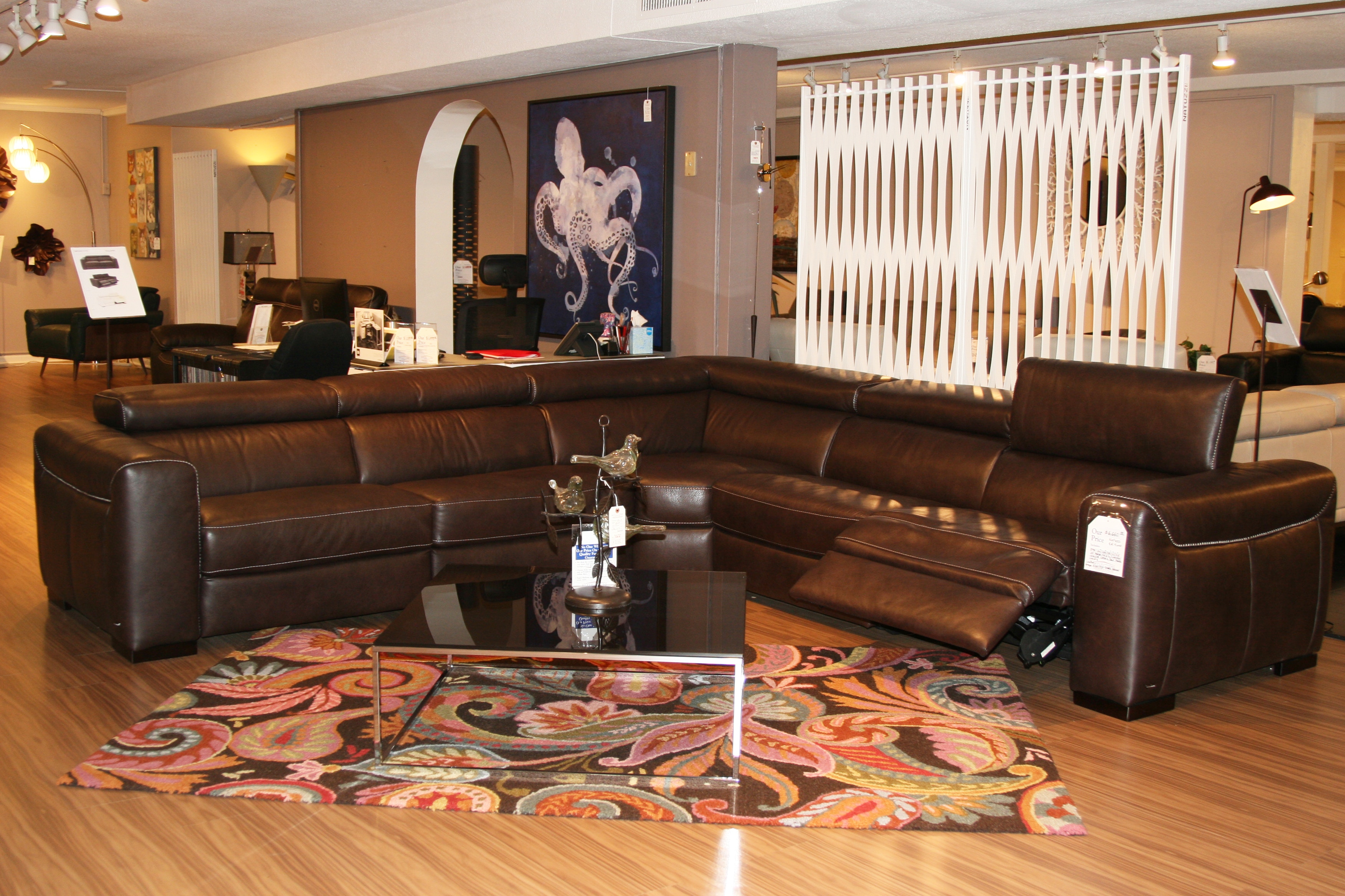 Reflections Furniture Power Leather Sectional by Natuzzi Editions B790-514