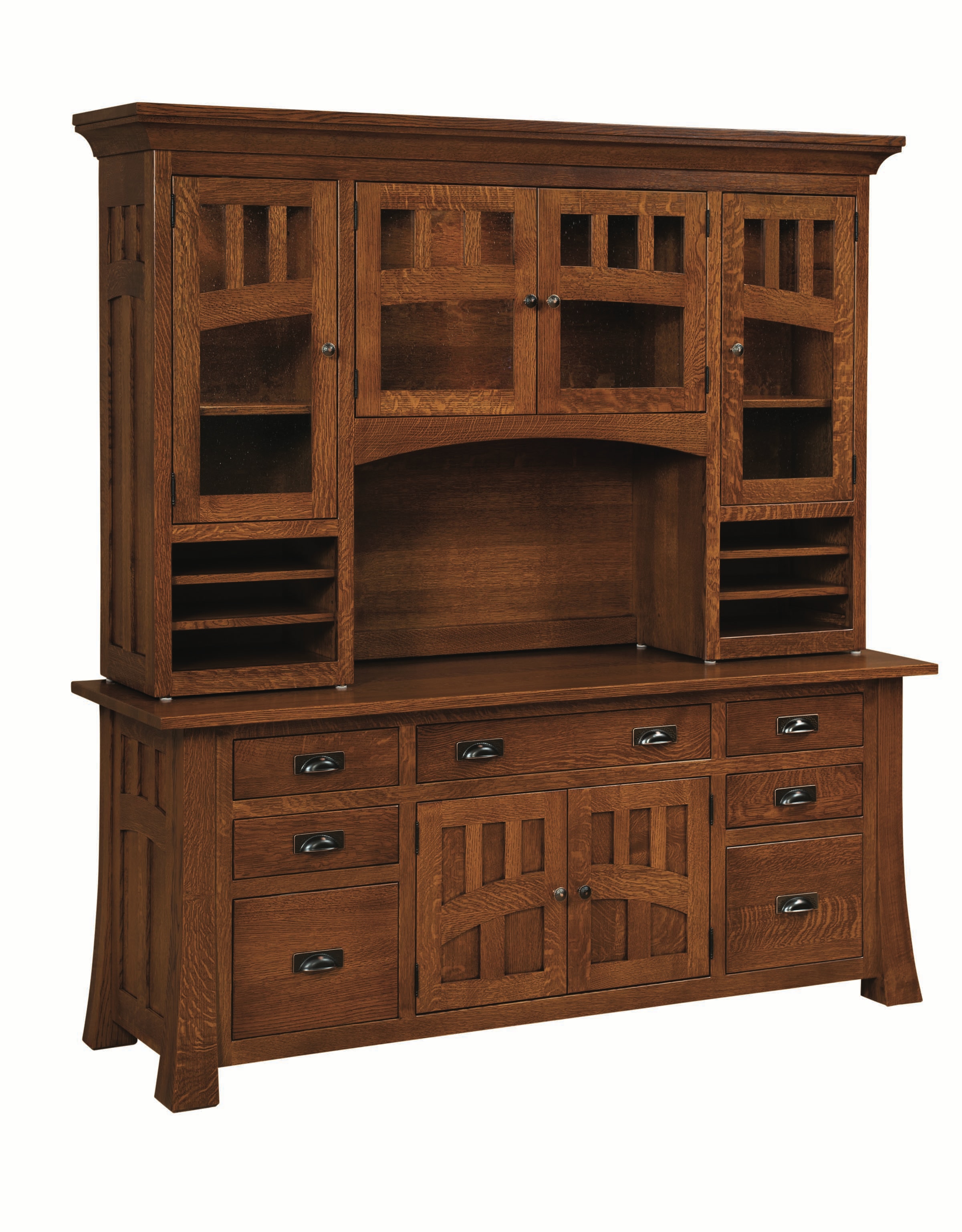 Amish Oak And Cherry Dining Room Solid Wood Credenza Cabinet