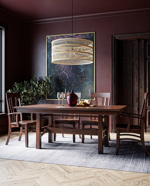 Amish Oak & Cherry Solid Wood Dining Room Setting Bridgeport