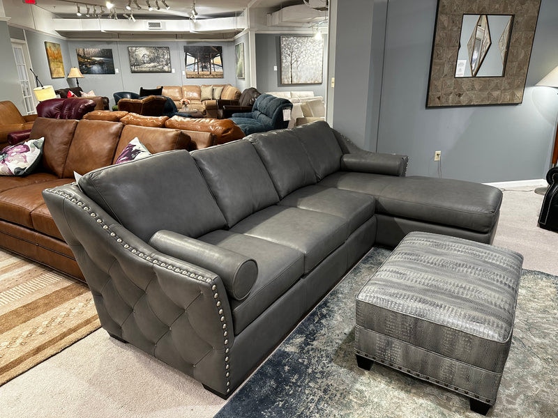 Leather & More Leather Sofa with Right Hand Facing Chaise by Omnia Brisbane