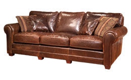 Leather and More Living Room Legacy Leather Sofa Broadway Hickory