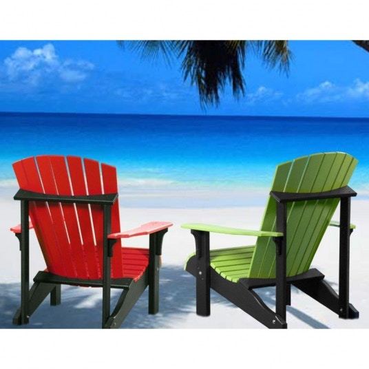 Outdoor Furniture by Amish Oak and Cherry Deluxe Chair on the Beach. Made in USA 76-29