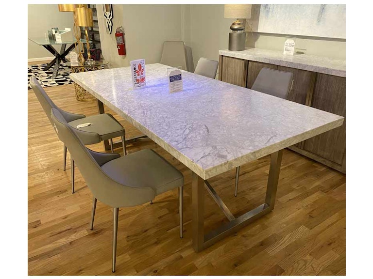 Reflections Furniture Outlet Dining Room Dining Table In Brushed Stainless Steel And White Marble Reflections Furniture Outlet Dining Room Dining Table In Brushed Stainless Steel And White Marble