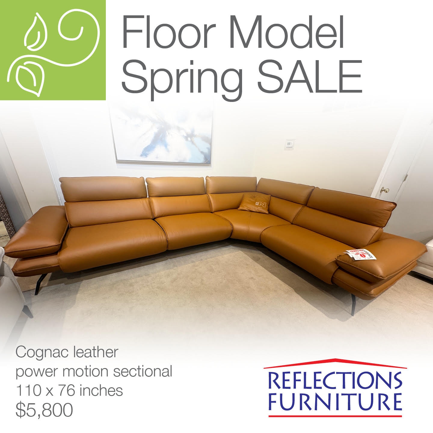 Reflections Furniture Outlet Power Motion Leather Sectional by Incanto I861