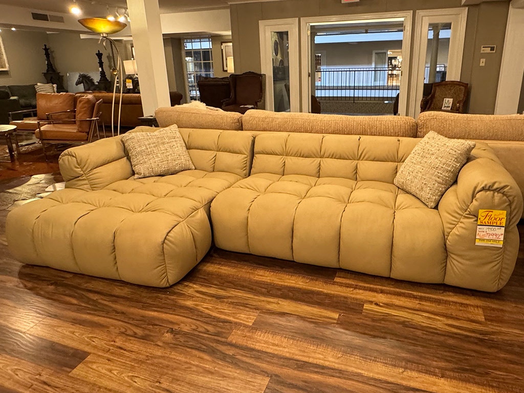 Reflections Furniture Outlet Quilted Leather Sectional with Chaise Cozy