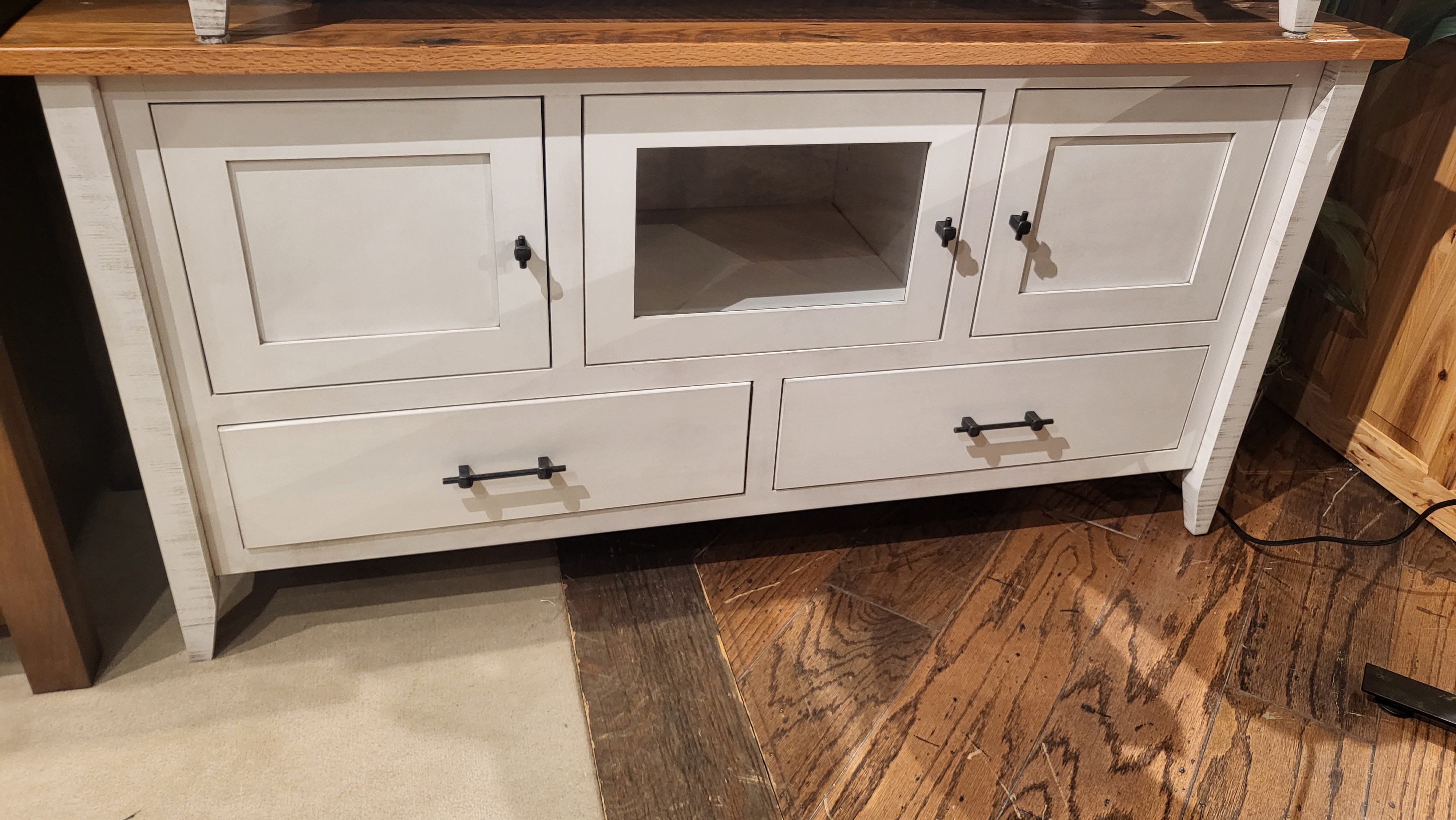 Amish Oak & Cherry Clearance Center Natural Reclaimed Wood Base TV Console Douglas-60