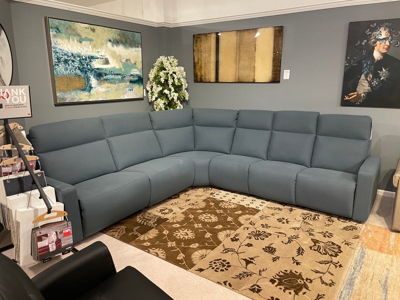 Leather and More Living Room Powered Leather Sectional El Ran 7000