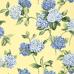 Blue on Yellow Hydrangea Wallpaper