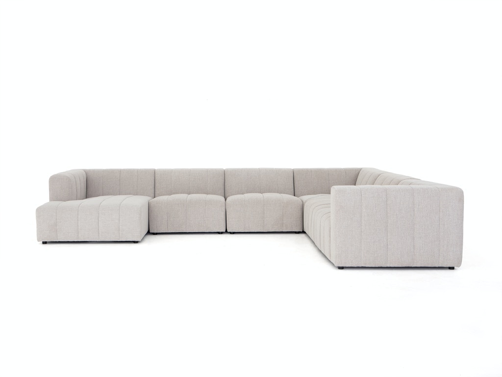Four Hands Langham Channeled 6-Pc Laf Chaise Sectional CGRY-001-320-S8