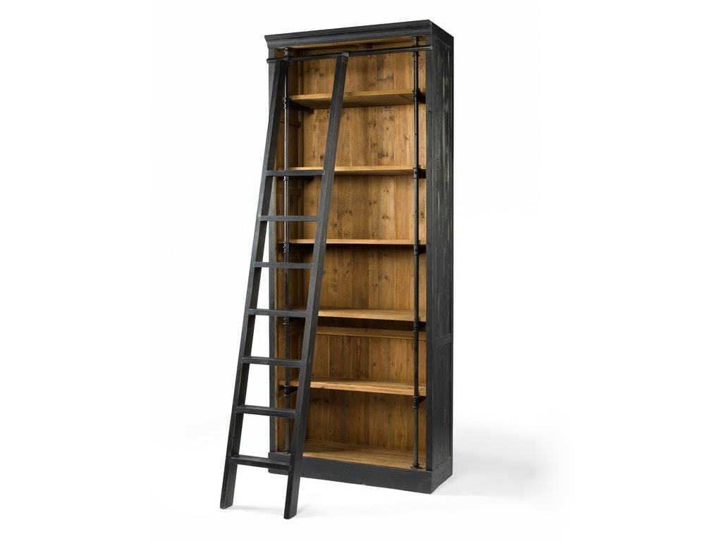Four Hands Ivy Bookcase And Ladder-Matte Black CIRD-85-H4E2