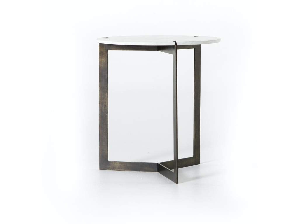 Four Hands Kiva End Table-Polished White Marble IMAR-139