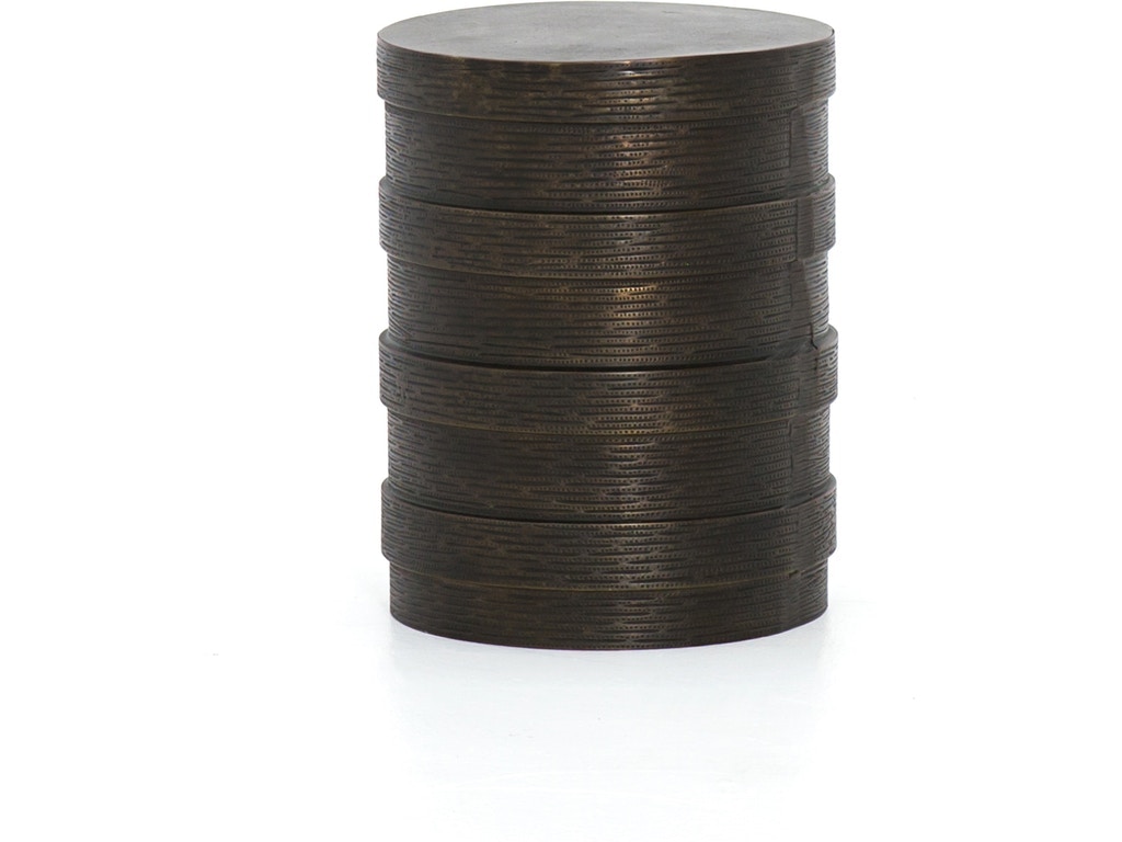 Four Hands Trello Drum End Table-Textured Brass IMAR-196