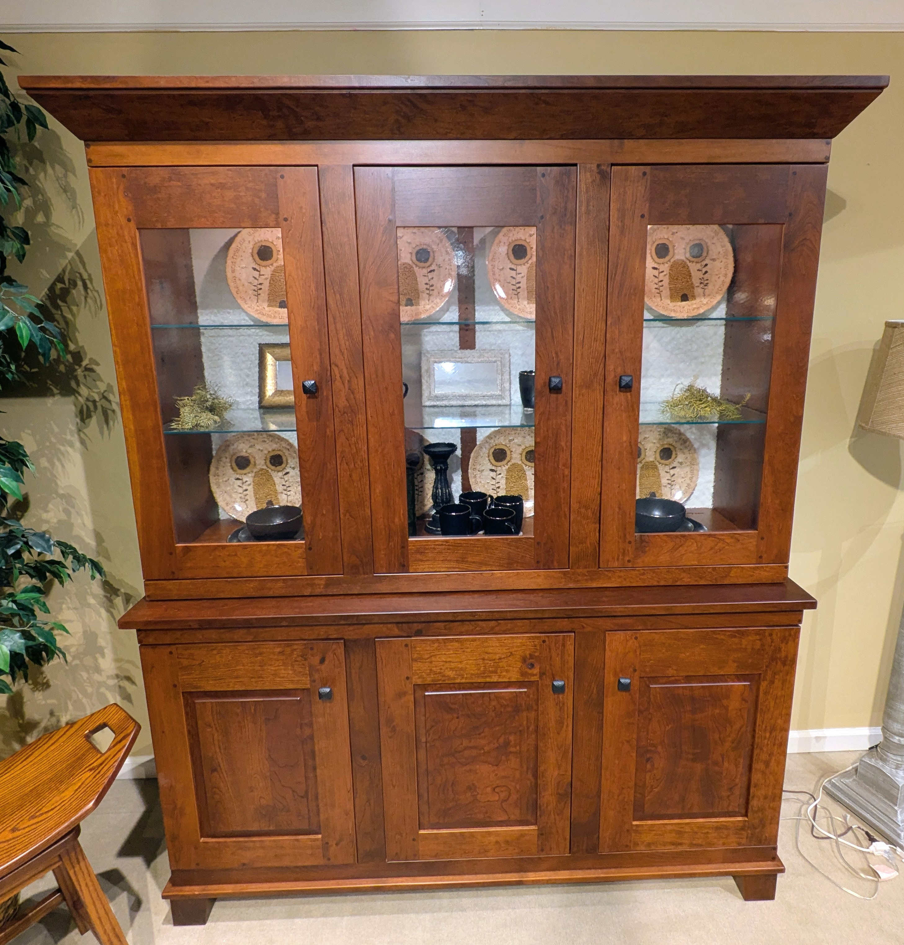 Amish Oak & Cherry Clearance Center Hutch in Rustic Cherry Frazier Collection