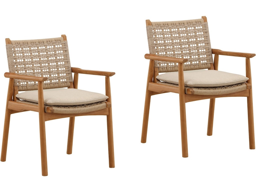 Dovetail Furniture Alea Outdoor Dining Chair Set of 2 DOV10011-NATL