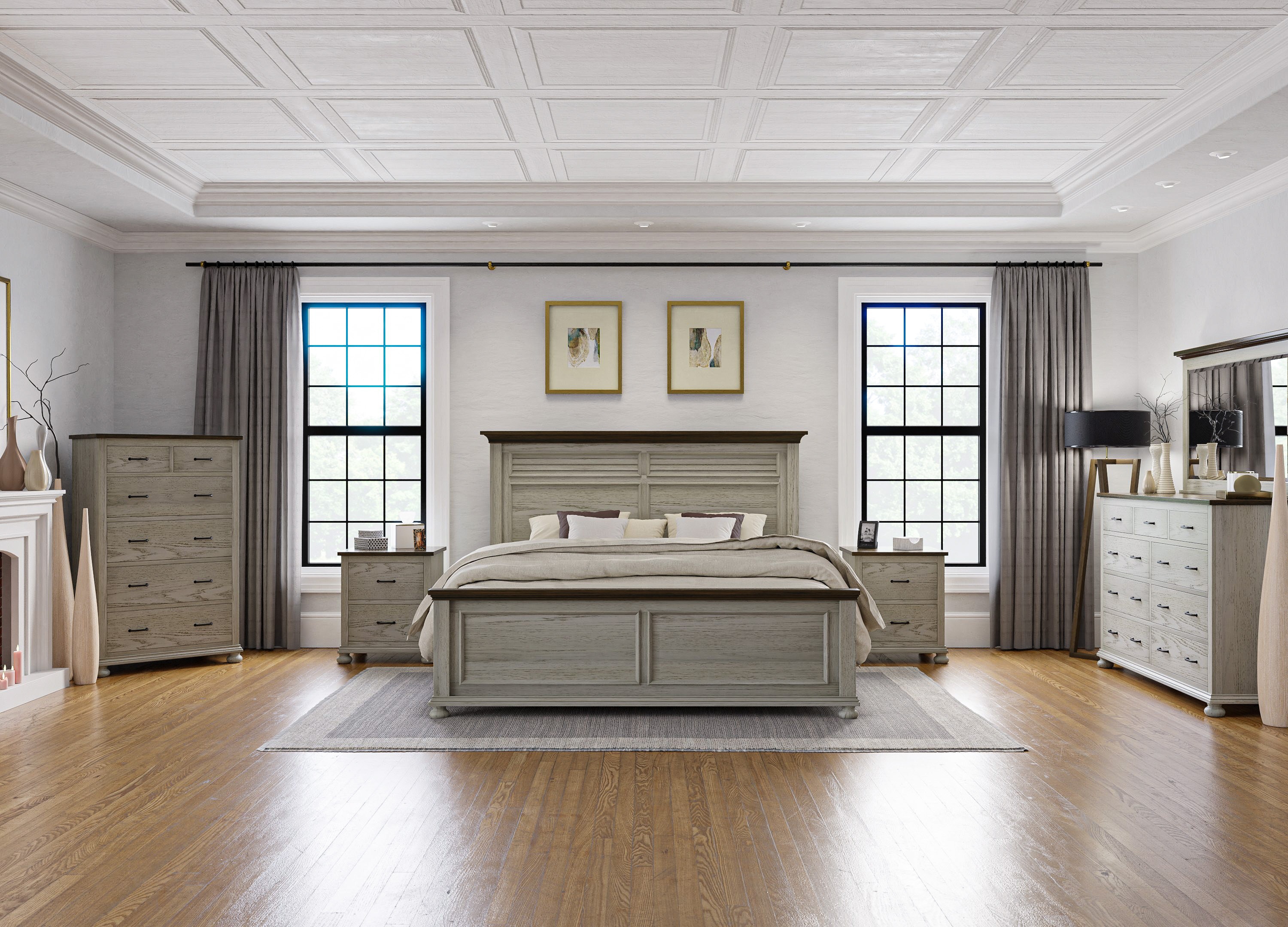 Amish Oak & Cherry Solid Wood Bedroom Setting Hickory Grove-2