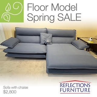 Reflections Furniture Outlet Sofa Chaise Sectional in Luna Blue Matte Leather by Incanto I885