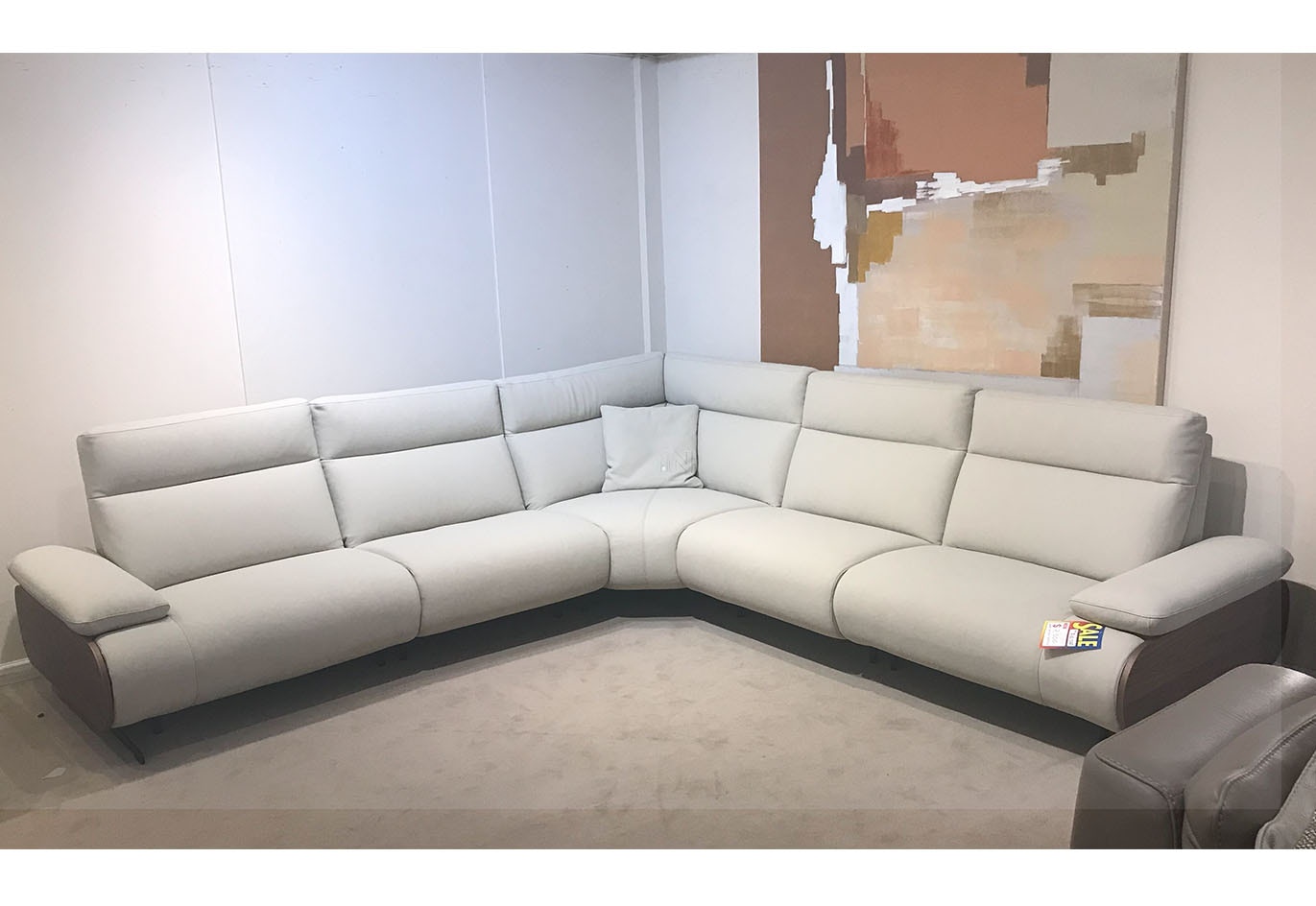 Xpress by Reflections Furniture Leather Sectional with Walnut Side Arm I949
