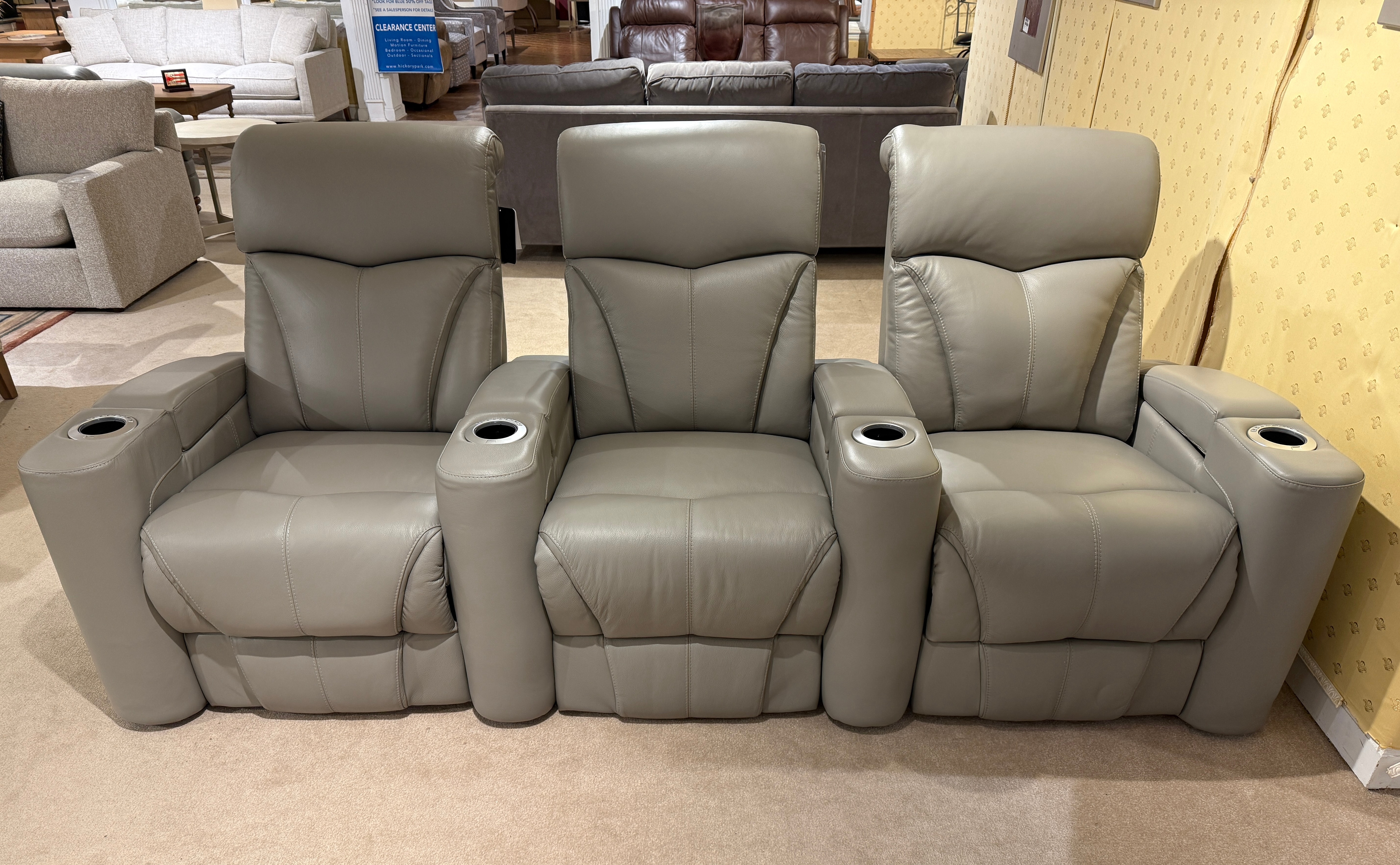 Hickory Park Clearance Vivid 3 Seat Power Recliner Home Theater by Palliser Furniture 41095