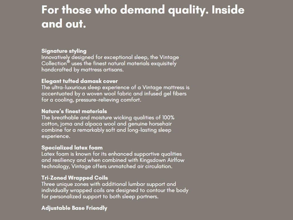 Kingsdown Mattresses Vintage Collection Cypress Bay Hickory Furniture Mart Hickory, NC