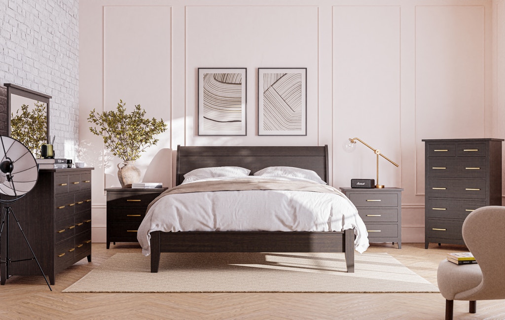 Amish Oak & Cherry Solid Wood Brown Male Bedroom Setting Lakeside