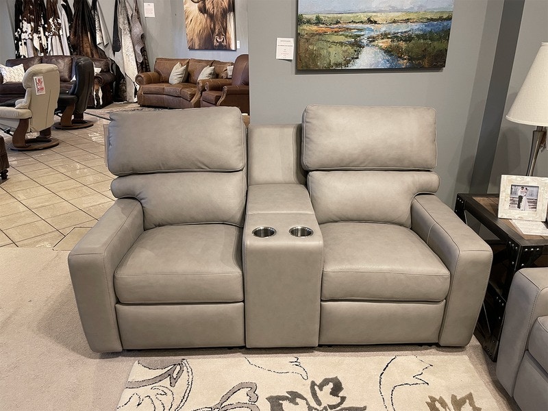 Leather & More Powered Loveseat with Console Lawerence