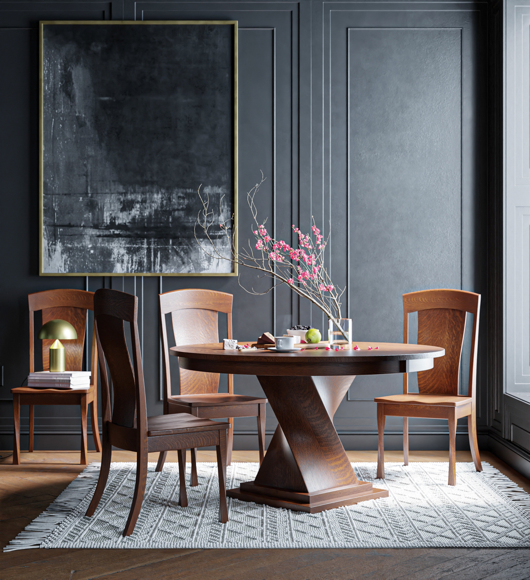 Amish Oak & Cherry Lexington Dining Room Setting in Cherry QSWO-FC