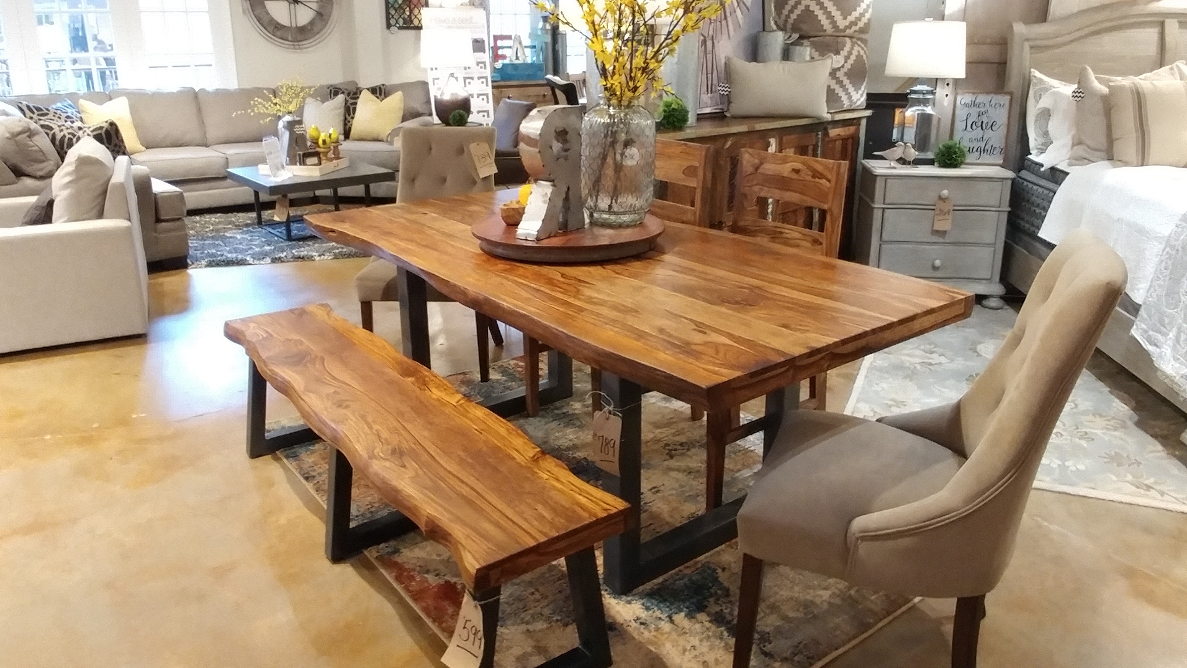 Zoe Modern Live Edge Dining Table 65 Inches Kitchen Table Edloe Finch Furniture Co