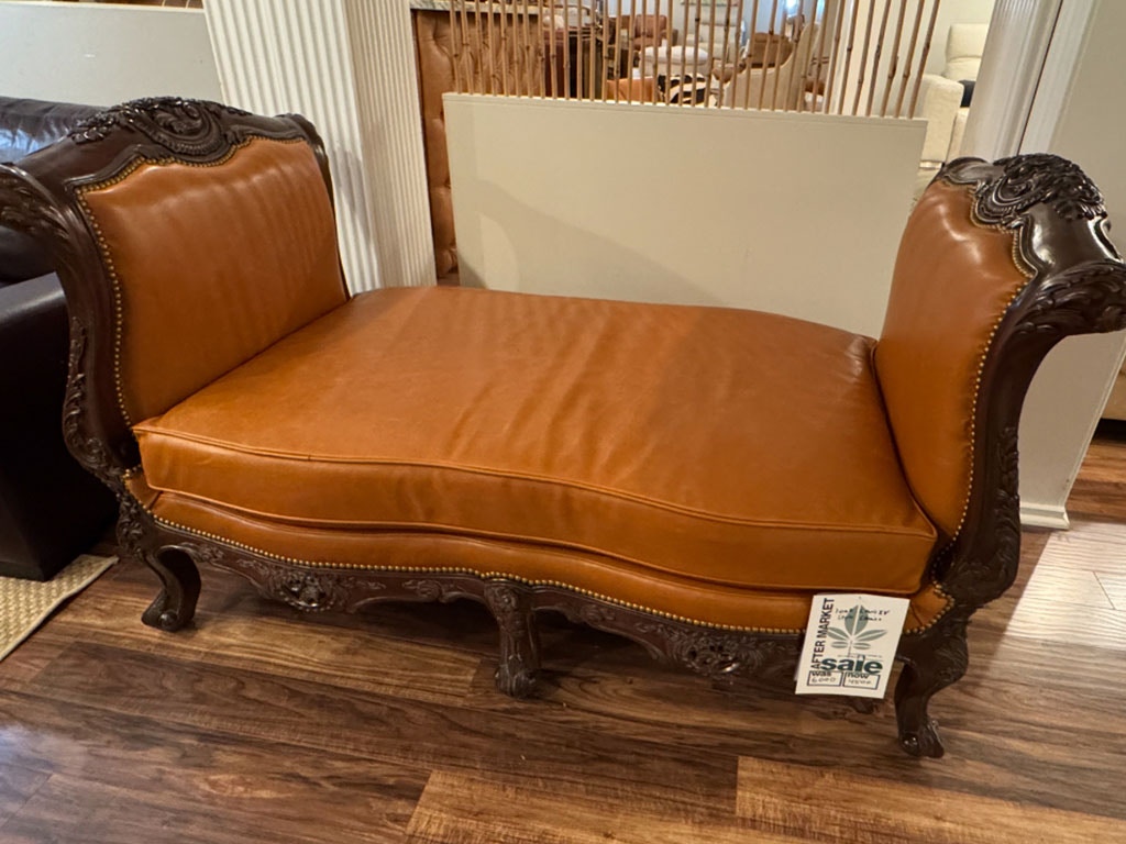 Reflections Furniture Outlet Chaise in Soft Cognac Leather louis-2