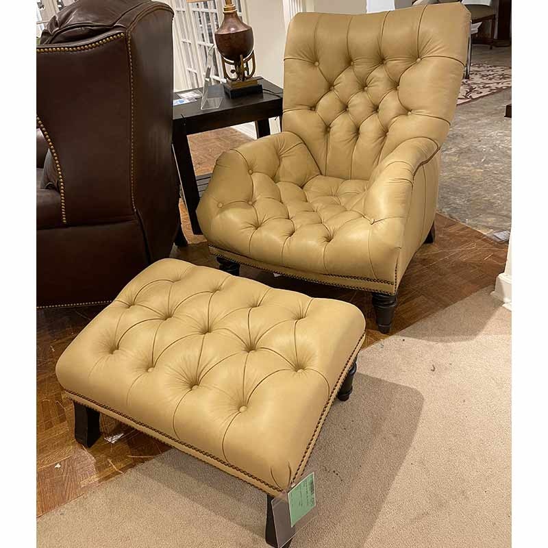 tufted chair and ottoman
