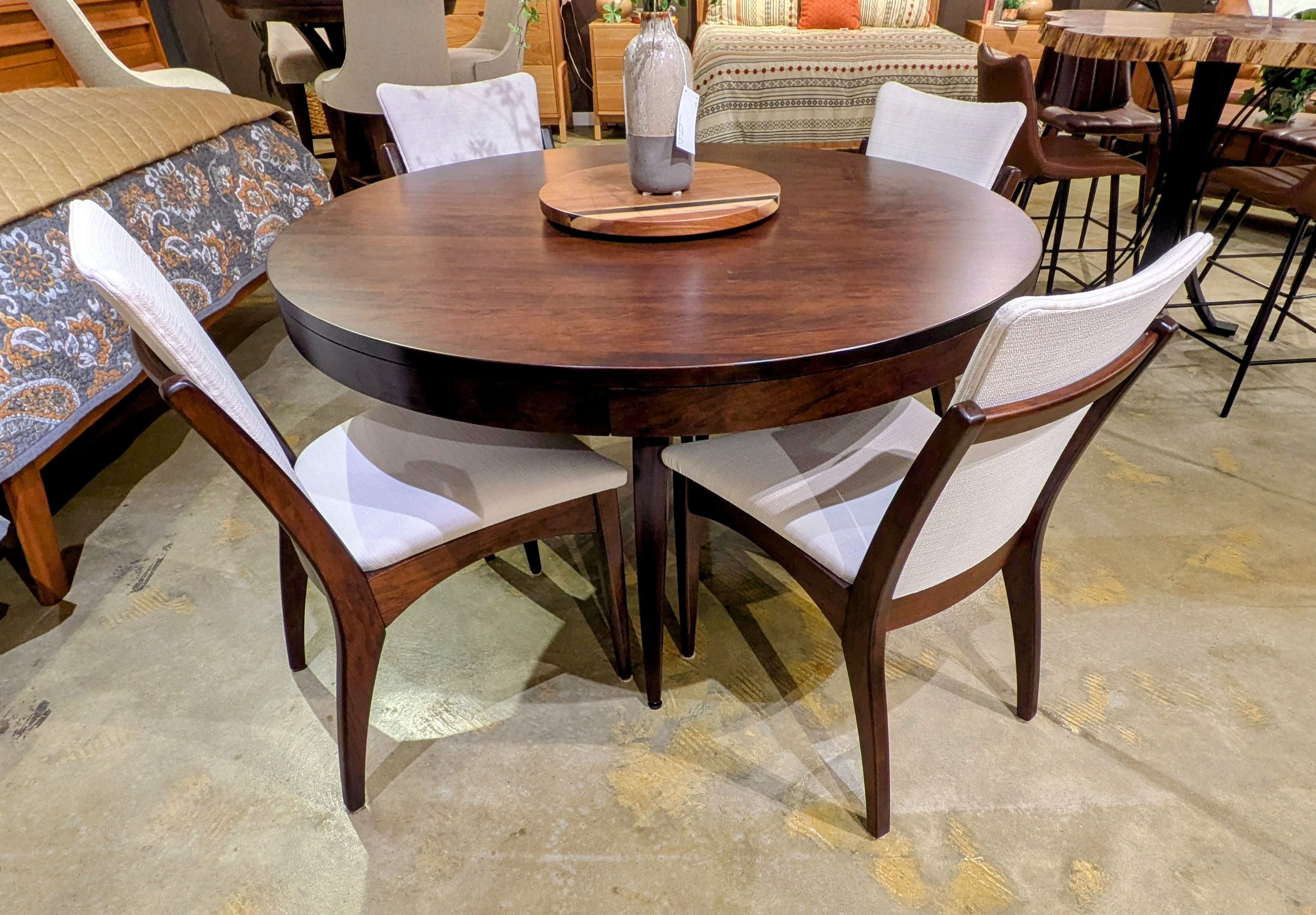 Amish Oak & Cherry Clearance Center Solid Wood Top Table with 4 Side Chairs Madrid