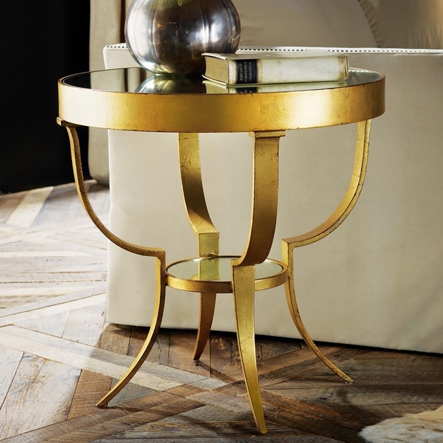 Modern History Wrought Gueridon - Gold Leaf Mirror MH527F01