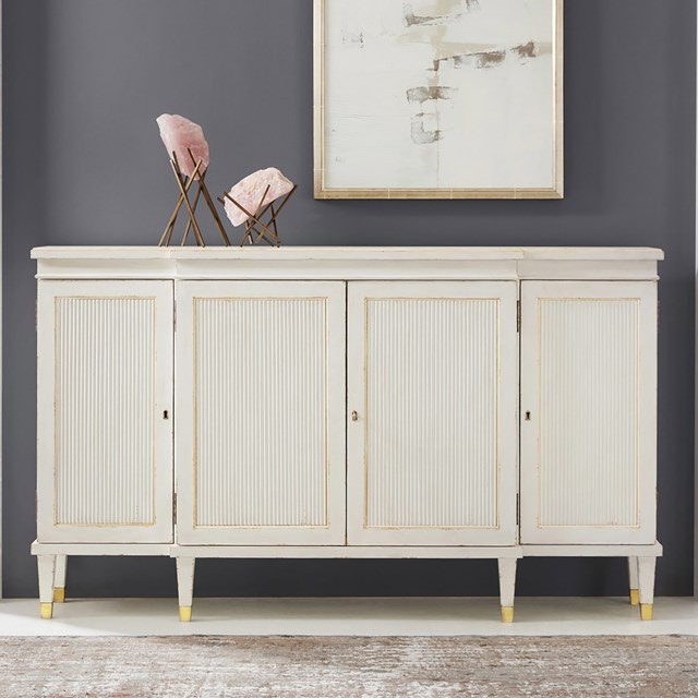 Modern History Casual Dining Swedish Reeded Breakfront Cabinet