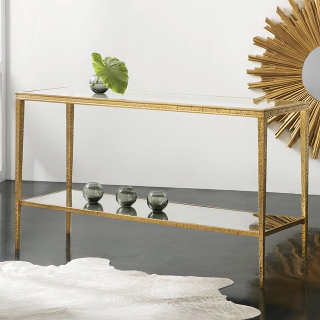 Modern History Sculpture Console Table - Antique Brass MH997F03