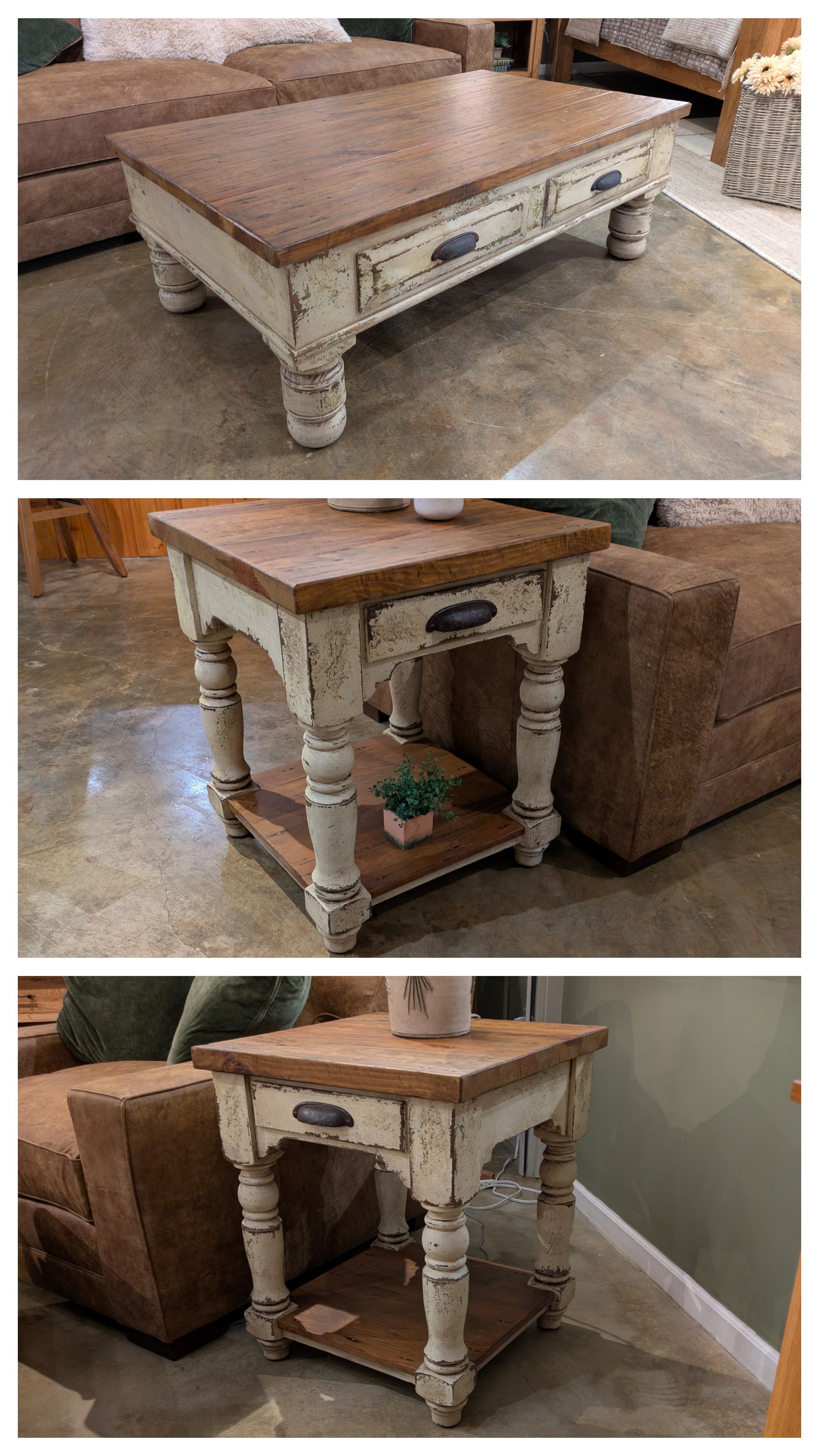 Amish Oak & Cherry Clearance Center Coffee and End Tables Myles Collection