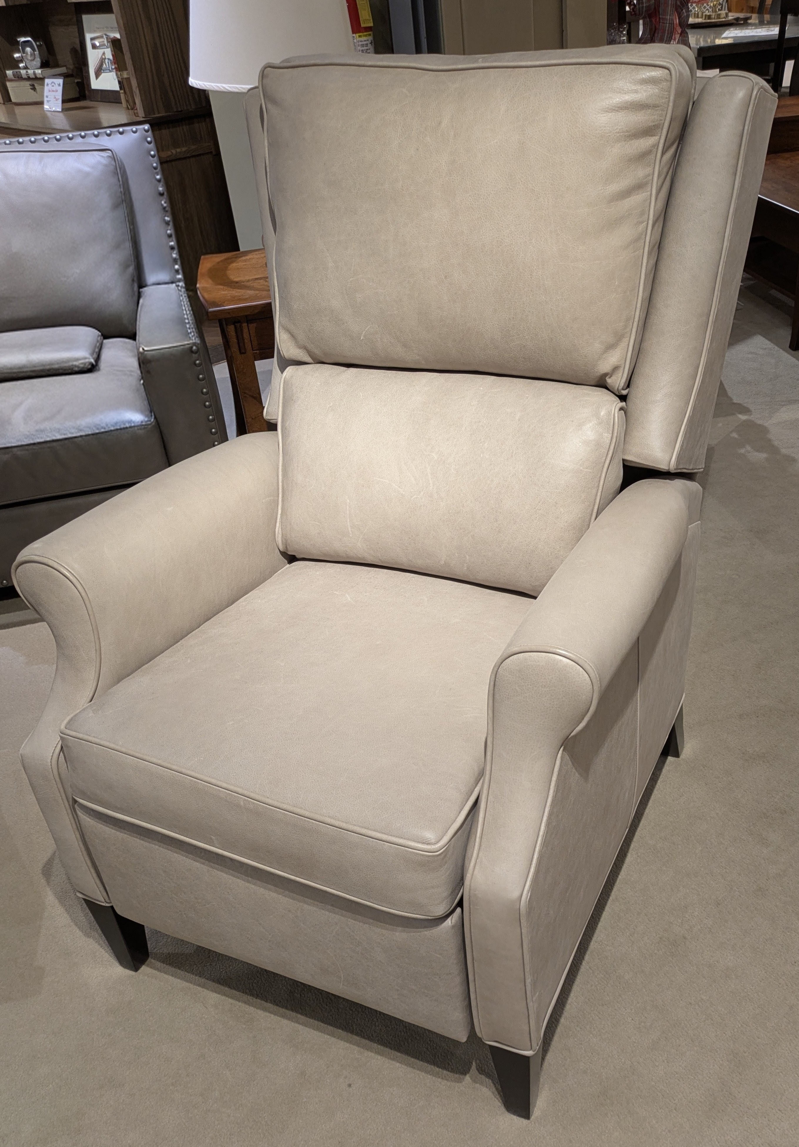 Amish Oak & Cherry Clearance Center Leather Recliner by Leathercraft Phantom Inferno Vapor
