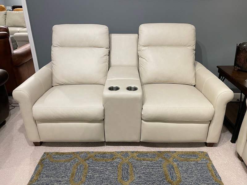 Leather & More Power Loveseats with Console by Omnia 502-LS