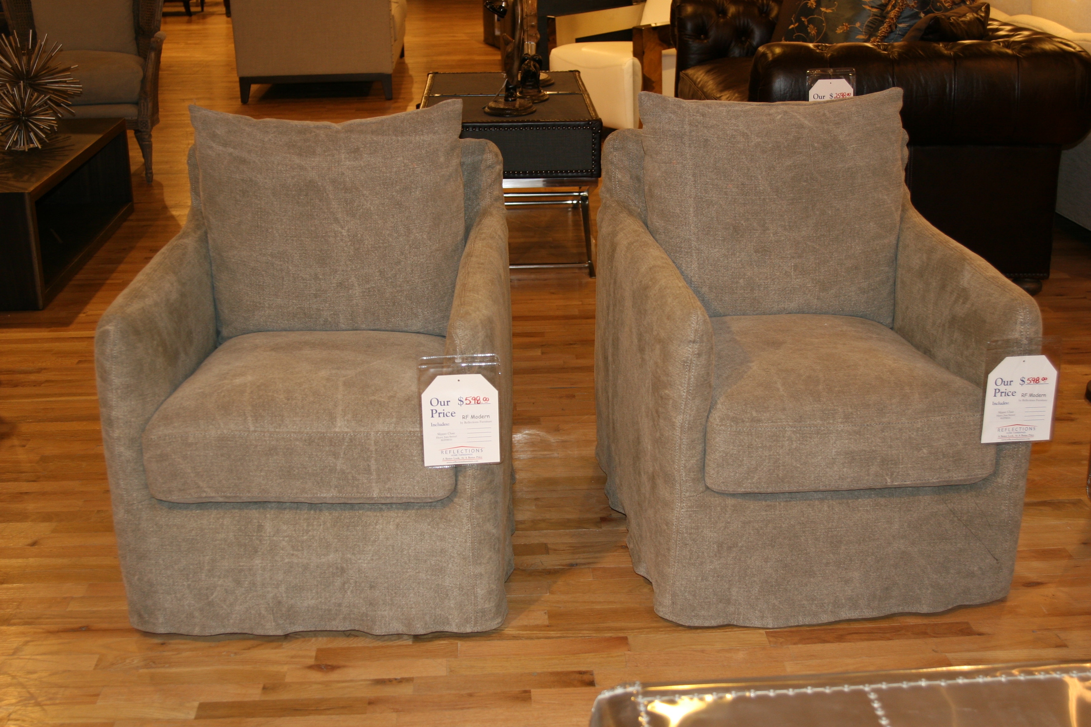 RF Modern by Reflections Slipper Swivel Chair in Heavy Jute Fabric by RF Modern REFFR016